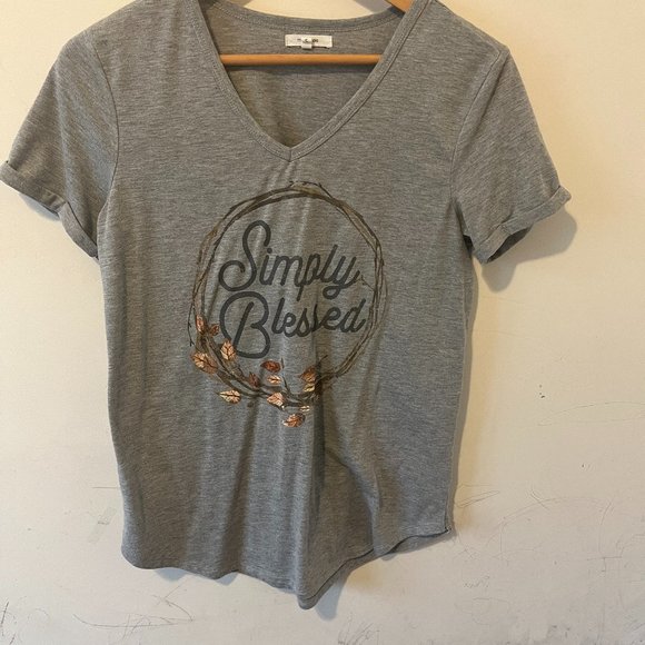 MAURICES | Women's 'Simply Blessed' Shirt Grey Size Small - Picture 1 of 9